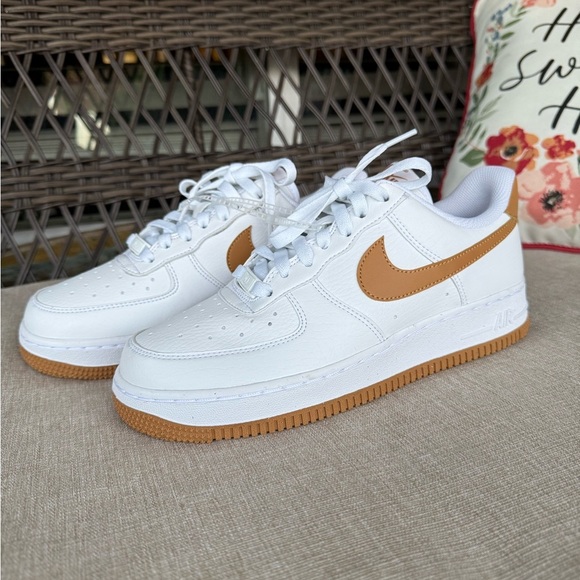 Nike Air Force 1 White and Flax Sneakers - Picture 5 of 9